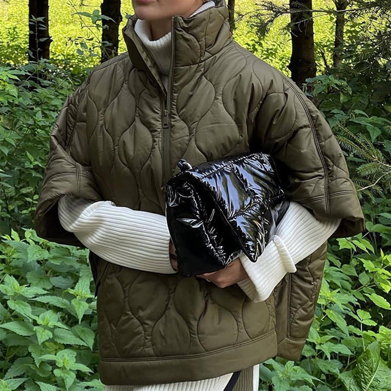 Anorak - Gewatteerde Cape Mantel met korte mouwen voor dames in de herfst-Boetiek Moda