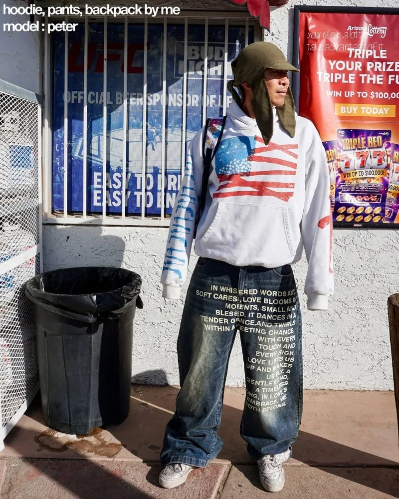 Baggy Jeans - Hiphop - Tekst - Loszittende jeans - Herenjeans-Boetiek Moda