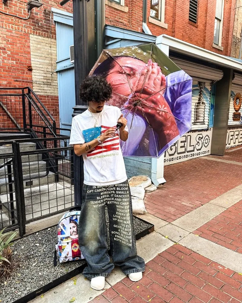 Baggy Jeans - Hiphop - Tekst - Loszittende jeans - Herenjeans-Boetiek Moda