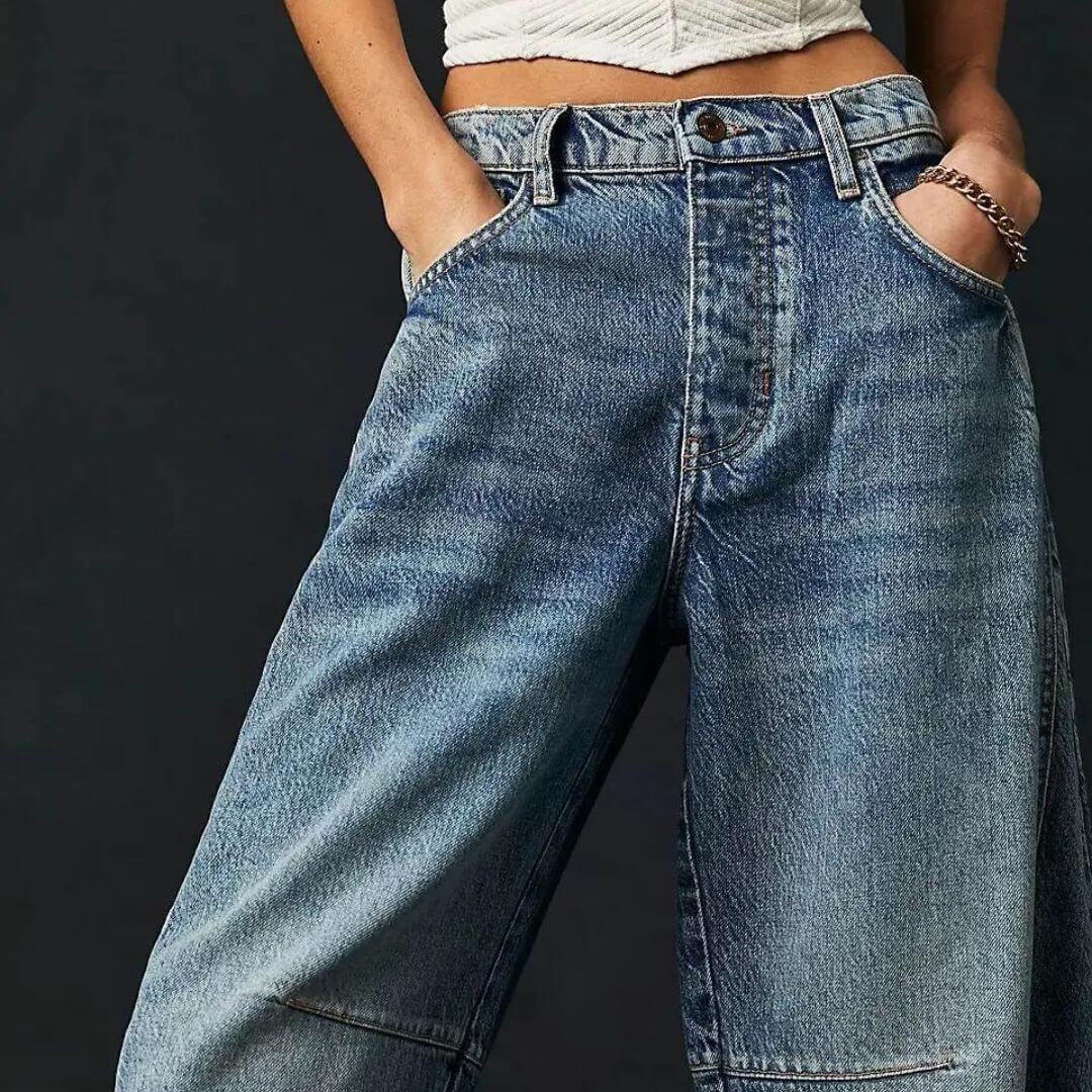 Baggy Jeans | Losse Pasvorm | Normale Taille | Utility Jeans | Damesjeans-Boetiek Moda