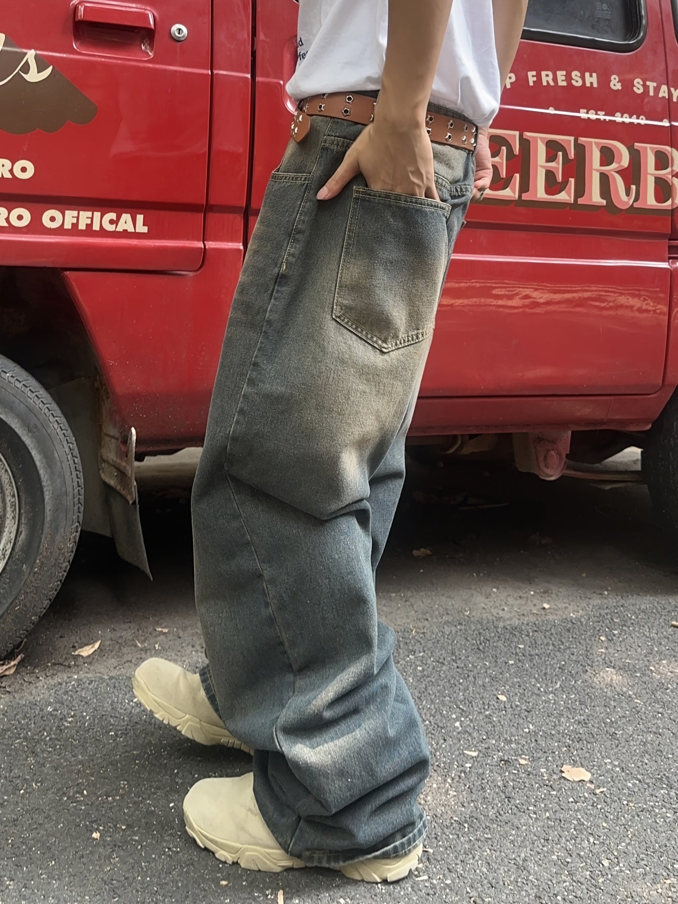 Baggy jeans - Gewassen loose fit jeans voor heren-Boetiek Moda