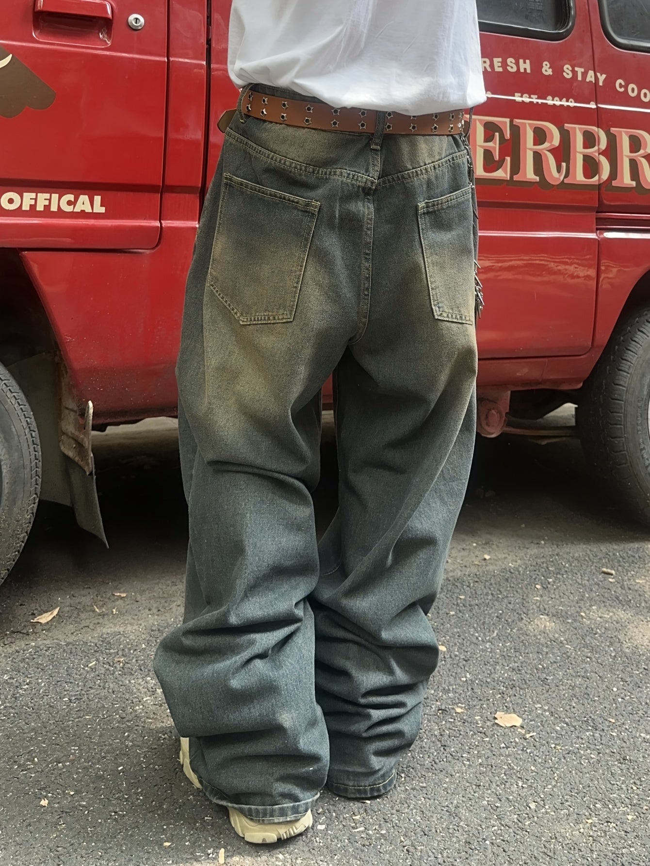 Baggy jeans - Gewassen loose fit jeans voor heren-Boetiek Moda