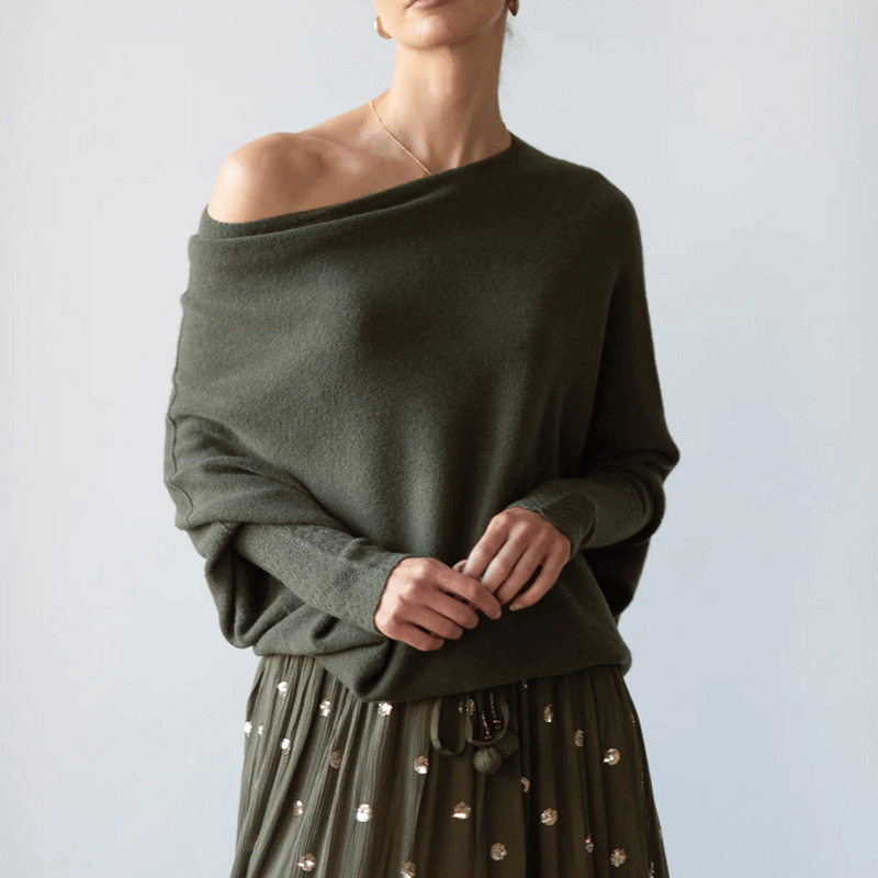 Batwing-trui | Losse pasvorm | Eenschouder | Gebreide trui | Dameskleding-Boetiek Moda