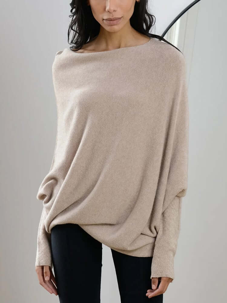 Batwing-trui | Losse pasvorm | Eenschouder | Gebreide trui | Dameskleding-Boetiek Moda
