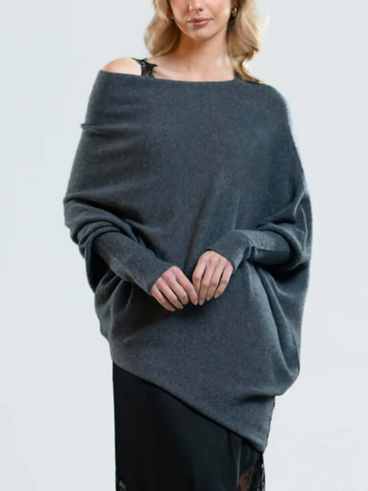 Batwing-trui | Losse pasvorm | Eenschouder | Gebreide trui | Dameskleding-Boetiek Moda