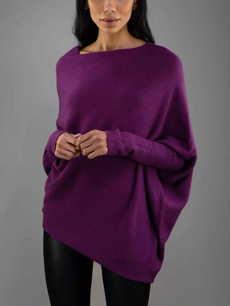 Batwing-trui | Losse pasvorm | Eenschouder | Gebreide trui | Dameskleding-Boetiek Moda