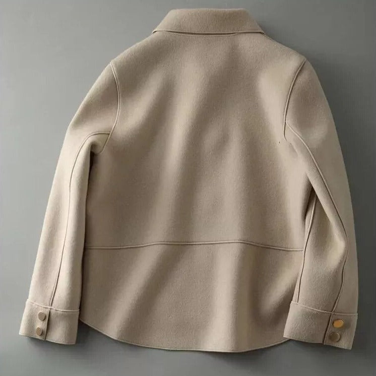 Beige Jas - Dames Button-Up Oversized Herfstjas-Boetiek Moda
