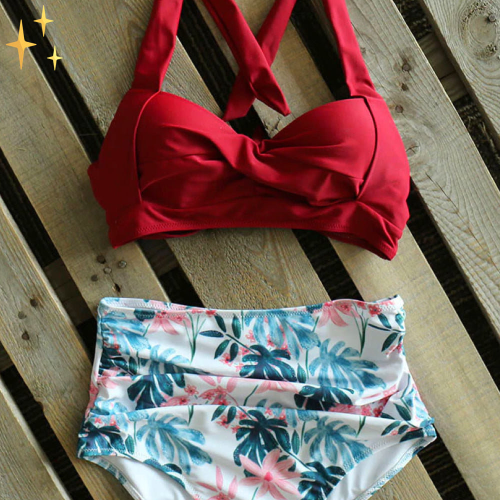 Bikini met hoge taille - Halternek - Tweedelig - Bikiniset - Damesbadkleding-Boetiek Moda