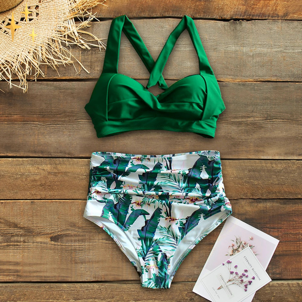 Bikini met hoge taille - Halternek - Tweedelig - Bikiniset - Damesbadkleding-Boetiek Moda