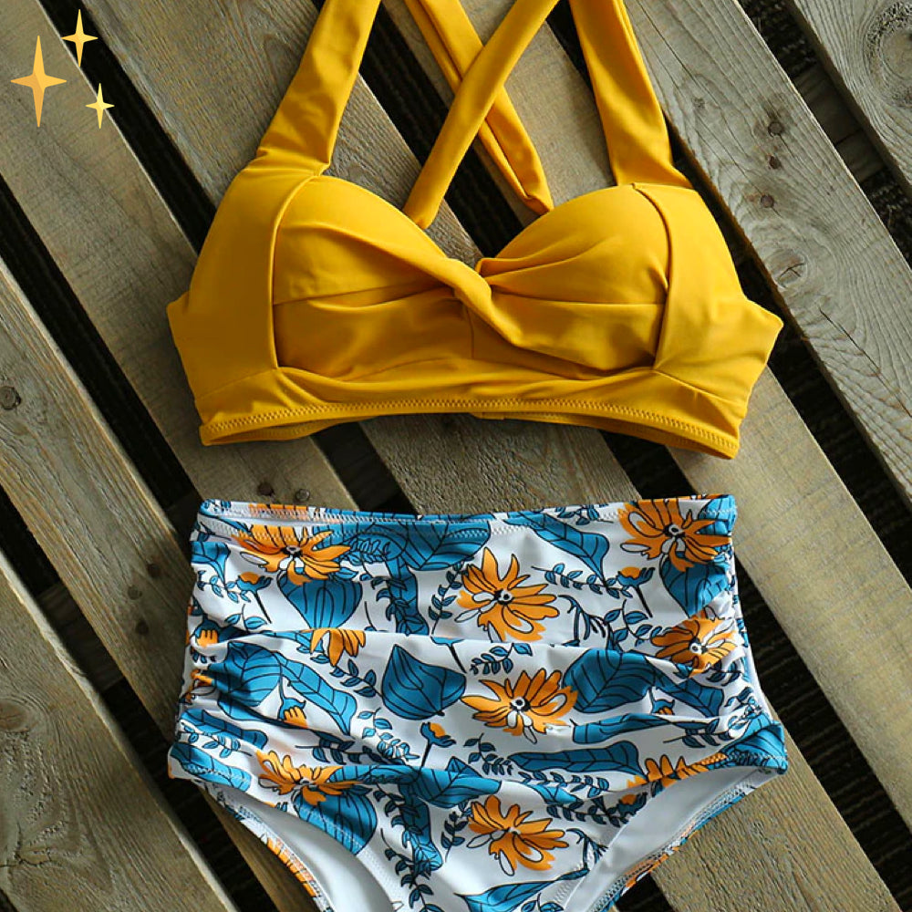 Bikini met hoge taille - Halternek - Tweedelig - Bikiniset - Damesbadkleding-Boetiek Moda