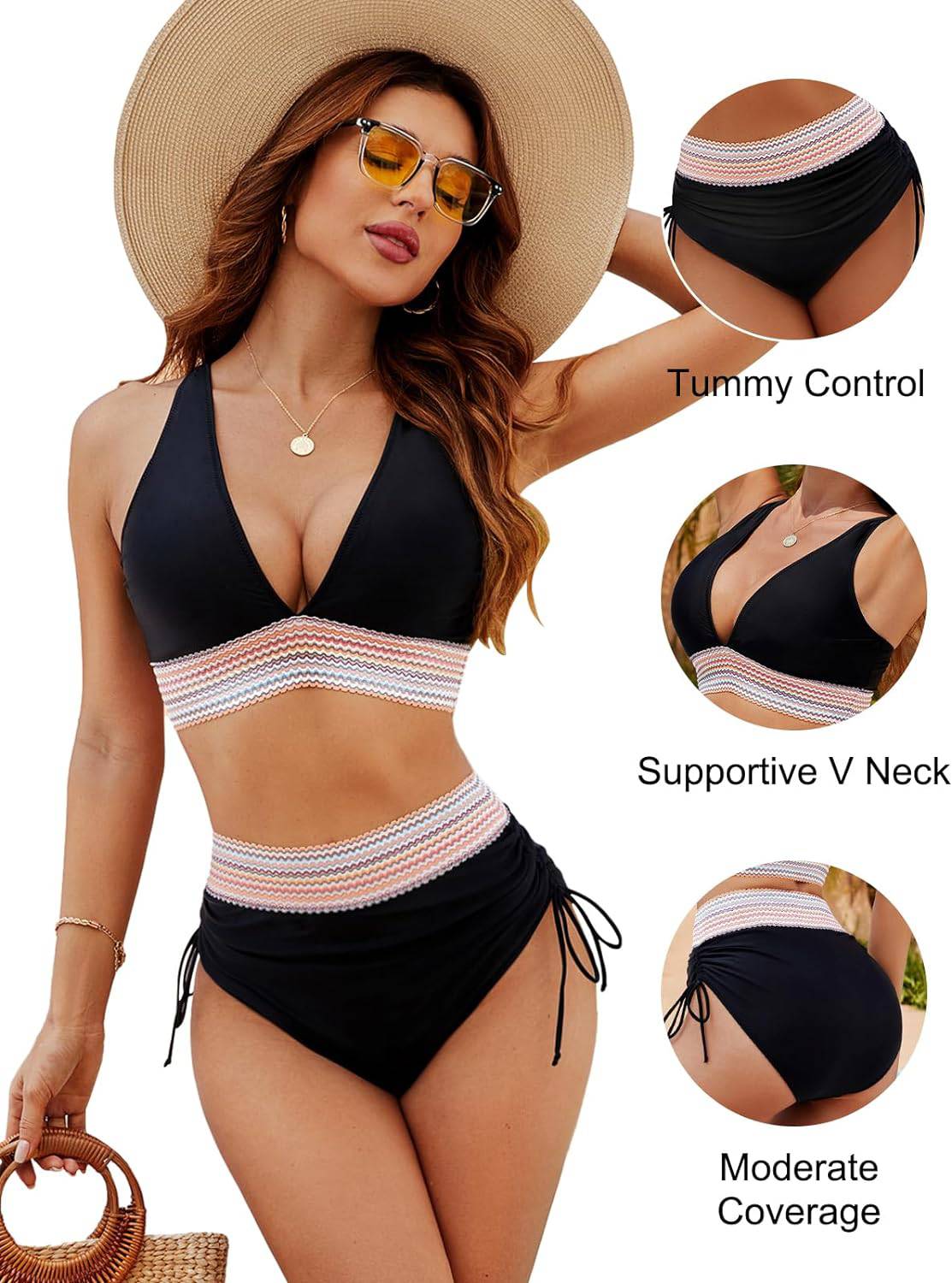 Bikiniset - Tweedelig - V-hals - Bikini met hoge taille - Zwemkleding voor dames-Boetiek Moda
