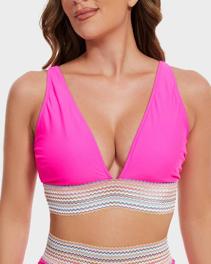Bikiniset - Tweedelig - V-hals - Bikini met hoge taille - Zwemkleding voor dames-Boetiek Moda