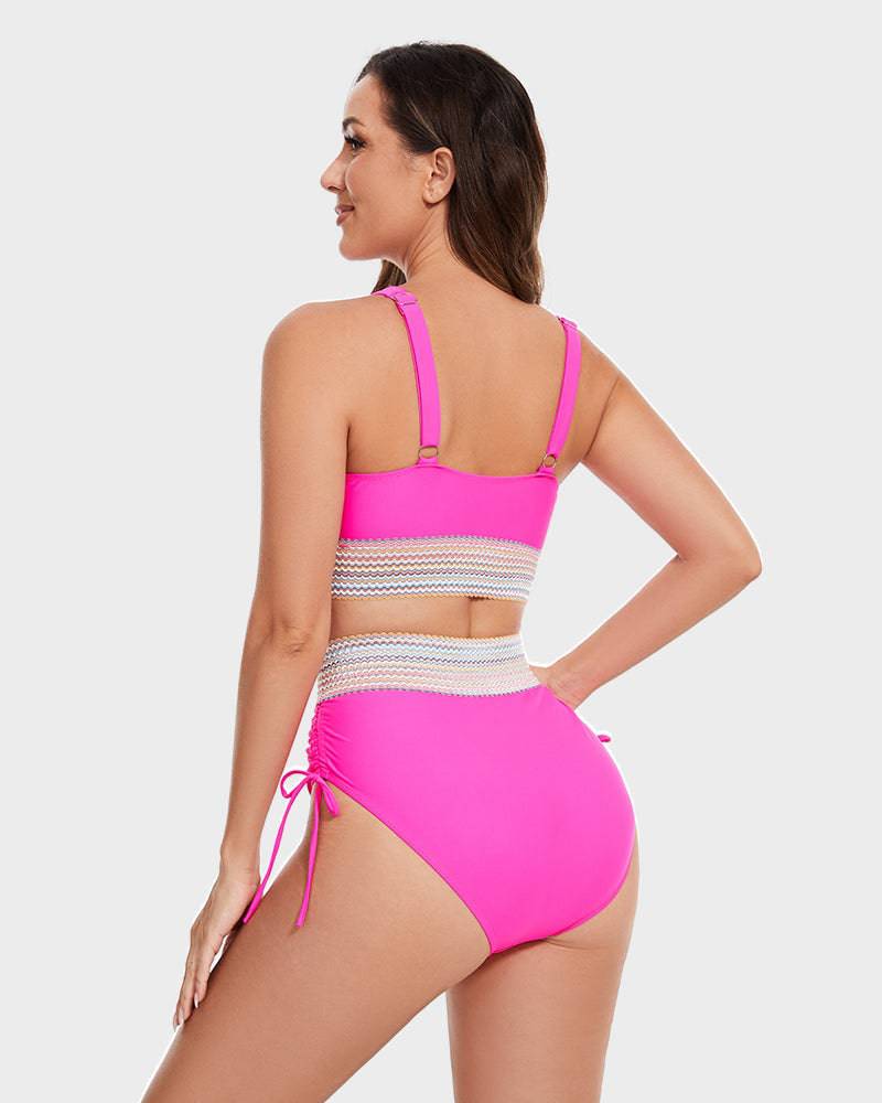 Bikiniset - Tweedelig - V-hals - Bikini met hoge taille - Zwemkleding voor dames-Boetiek Moda