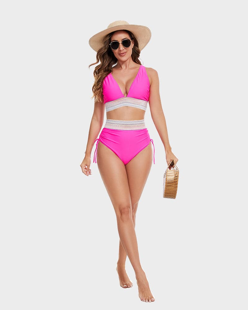 Bikiniset - Tweedelig - V-hals - Bikini met hoge taille - Zwemkleding voor dames-Boetiek Moda
