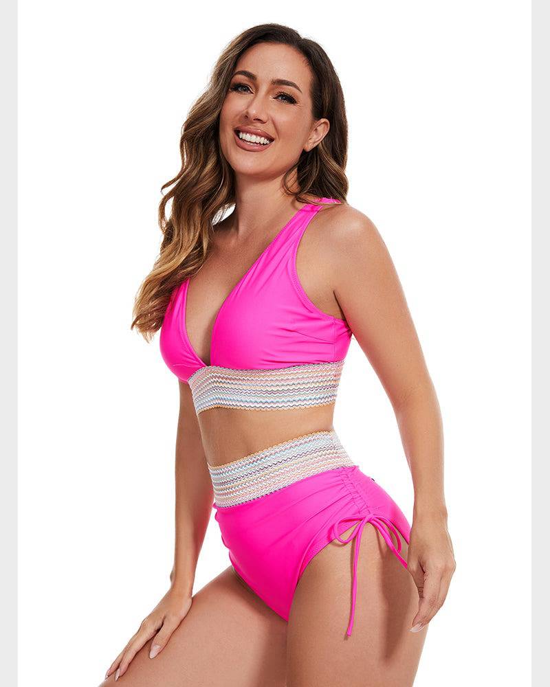 Bikiniset - Tweedelig - V-hals - Bikini met hoge taille - Zwemkleding voor dames-Boetiek Moda