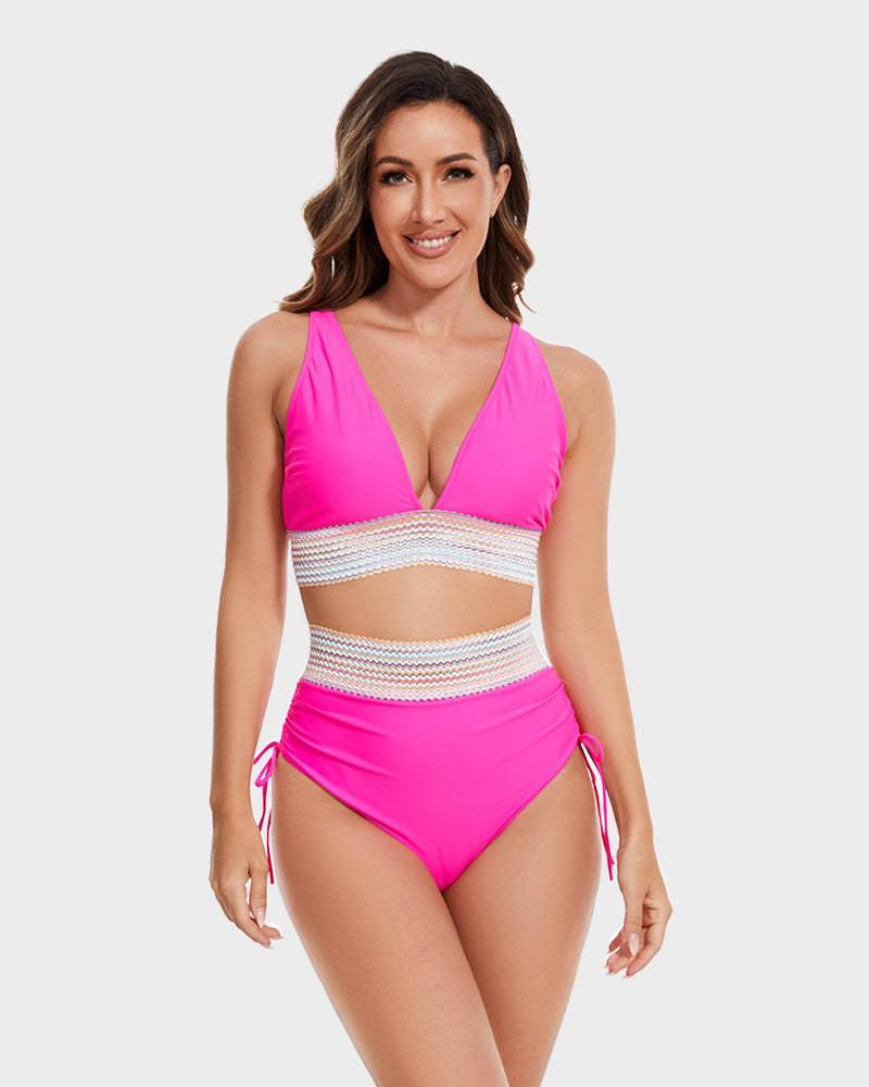 Bikiniset - Tweedelig - V-hals - Bikini met hoge taille - Zwemkleding voor dames-Boetiek Moda