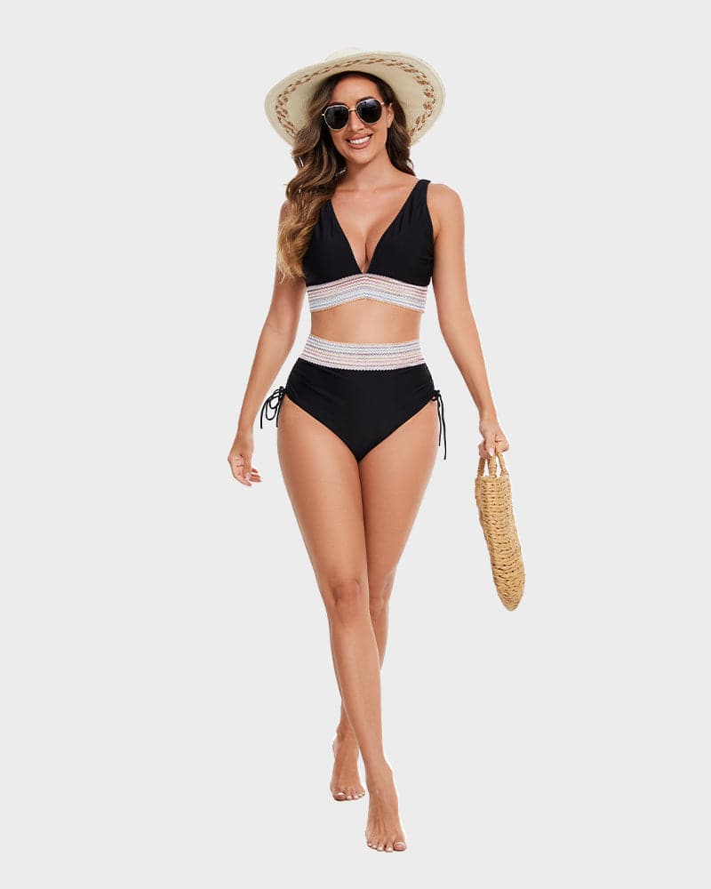 Bikiniset - Tweedelig - V-hals - Bikini met hoge taille - Zwemkleding voor dames-Boetiek Moda
