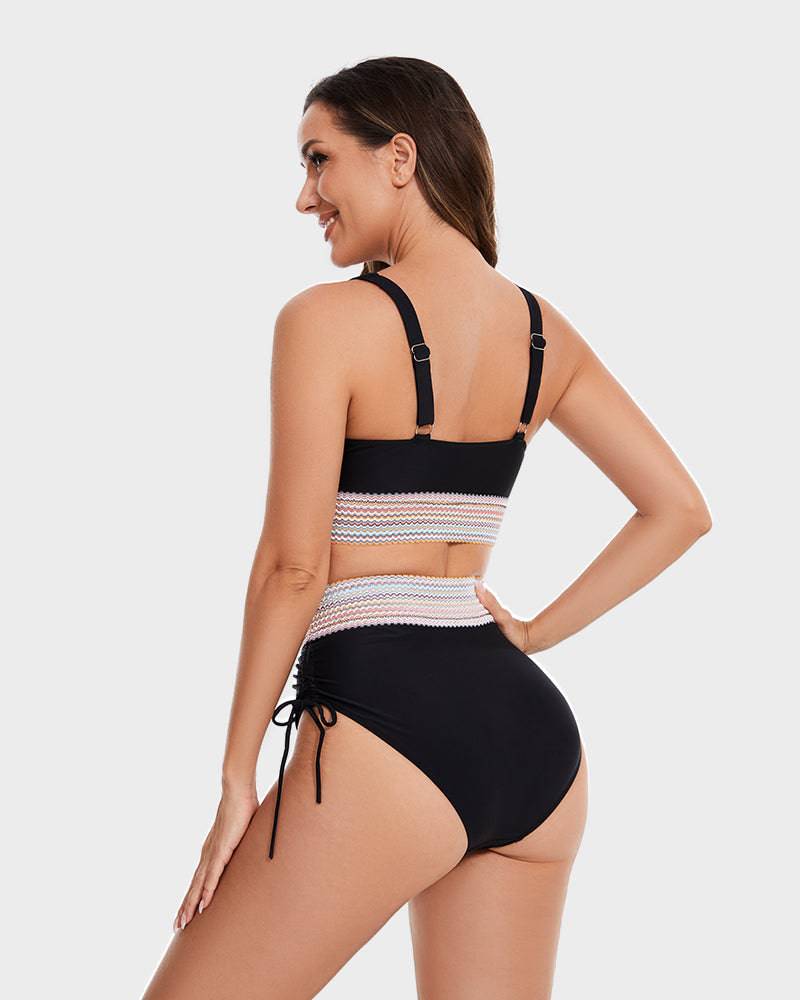 Bikiniset - Tweedelig - V-hals - Bikini met hoge taille - Zwemkleding voor dames-Boetiek Moda