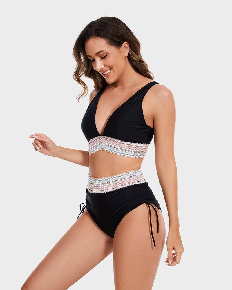 Bikiniset - Tweedelig - V-hals - Bikini met hoge taille - Zwemkleding voor dames-Boetiek Moda