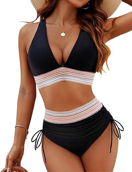 Bikiniset - Tweedelig - V-hals - Bikini met hoge taille - Zwemkleding voor dames-Boetiek Moda