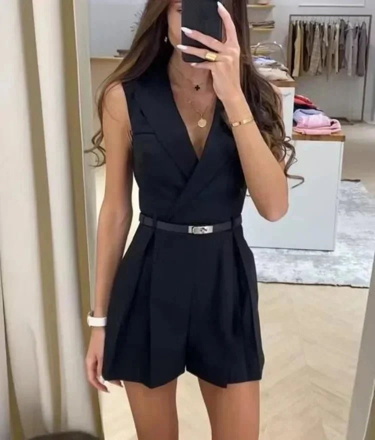 Blazer Shapeback | Mouwloos | V-Hals | Zomer Jumpsuit | Vrouwen Shapeback-Boetiek Moda