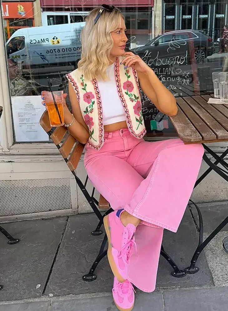 Bloemenvest - Mouwloos geborduurd Vintage Gilet voor dames-Boetiek Moda