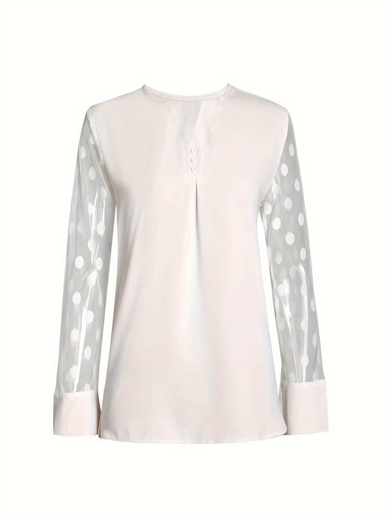 Blouse - Sheer Sleeve - Loose Fit - Lange Mouw Tops - Dameskleding-Boetiek Moda