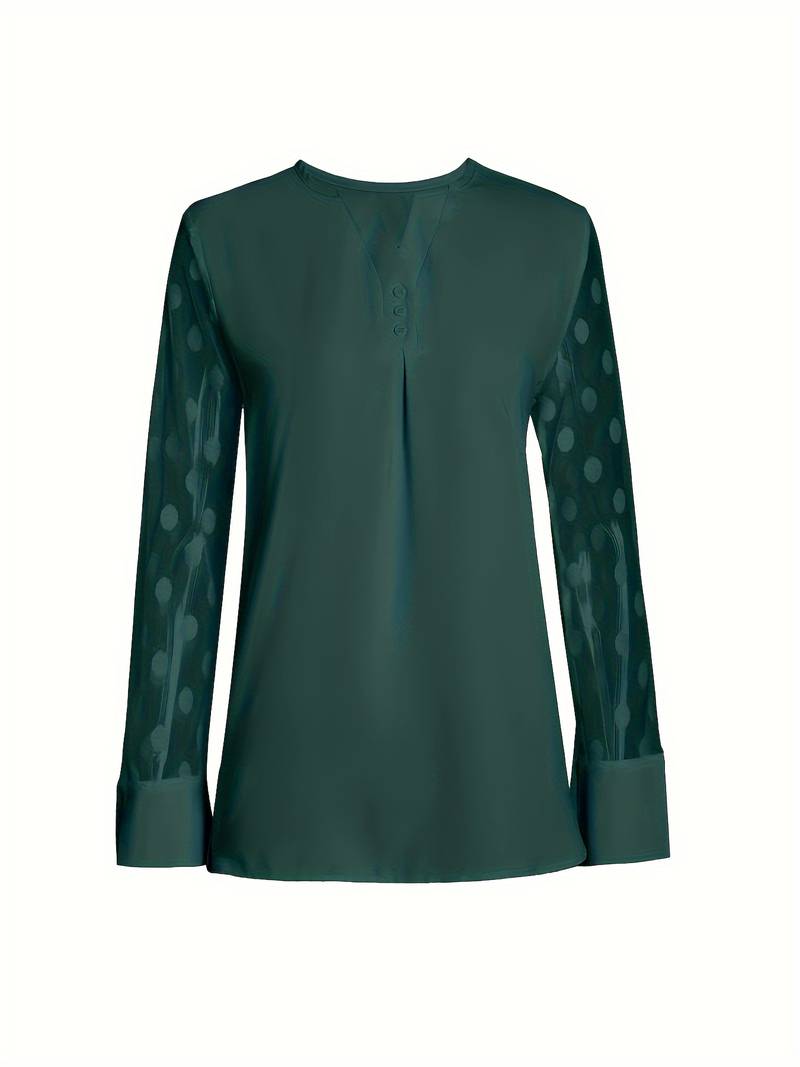 Blouse - Sheer Sleeve - Loose Fit - Lange Mouw Tops - Dameskleding-Boetiek Moda