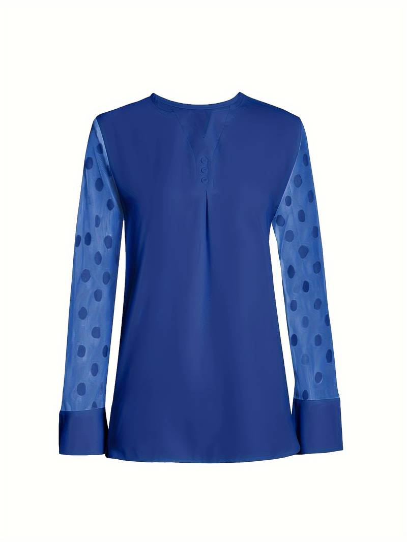 Blouse - Sheer Sleeve - Loose Fit - Lange Mouw Tops - Dameskleding-Boetiek Moda