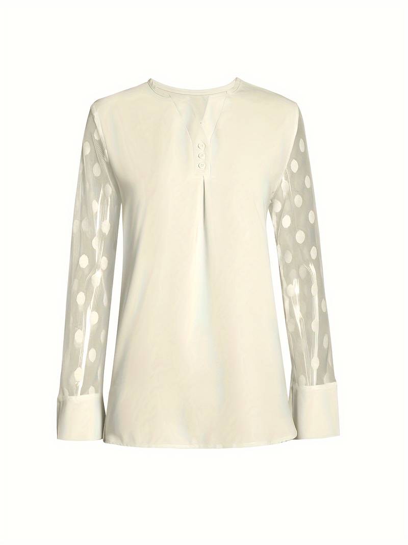 Blouse - Sheer Sleeve - Loose Fit - Lange Mouw Tops - Dameskleding-Boetiek Moda