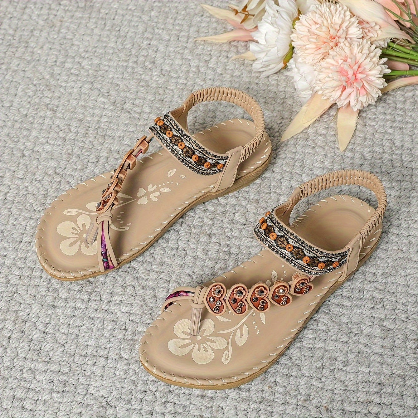 Boho Sandalen | Plat | Elastische Enkel | Orthopedische Sandalen | Damessandalen-Boetiek Moda