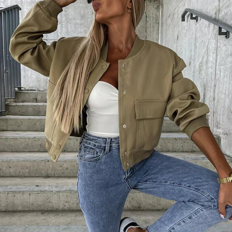Bomberjack | Casual | Button-Up | Zomerjas | Vrouwenjas-Boetiek Moda