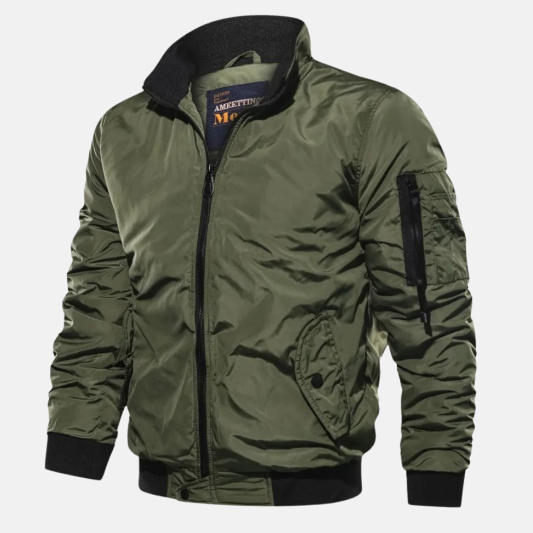 Bomberjack - Casual winddicht ritsjack voor heren met geribde manchetten-Boetiek Moda