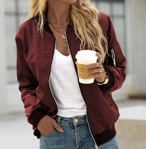 Bomberjack - Dunne dames bomberjack met rits en zakken-Boetiek Moda