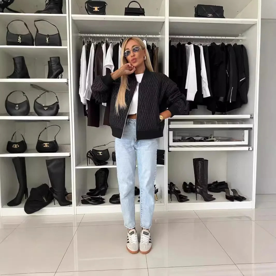 Bomberjack | Relaxed fit | Ritssluiting | Gewatteerd jack | Damesjack-Boetiek Moda