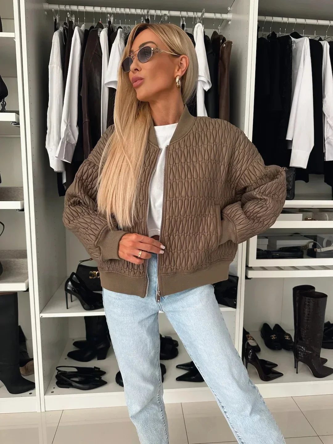 Bomberjack | Relaxed fit | Ritssluiting | Gewatteerd jack | Damesjack-Boetiek Moda