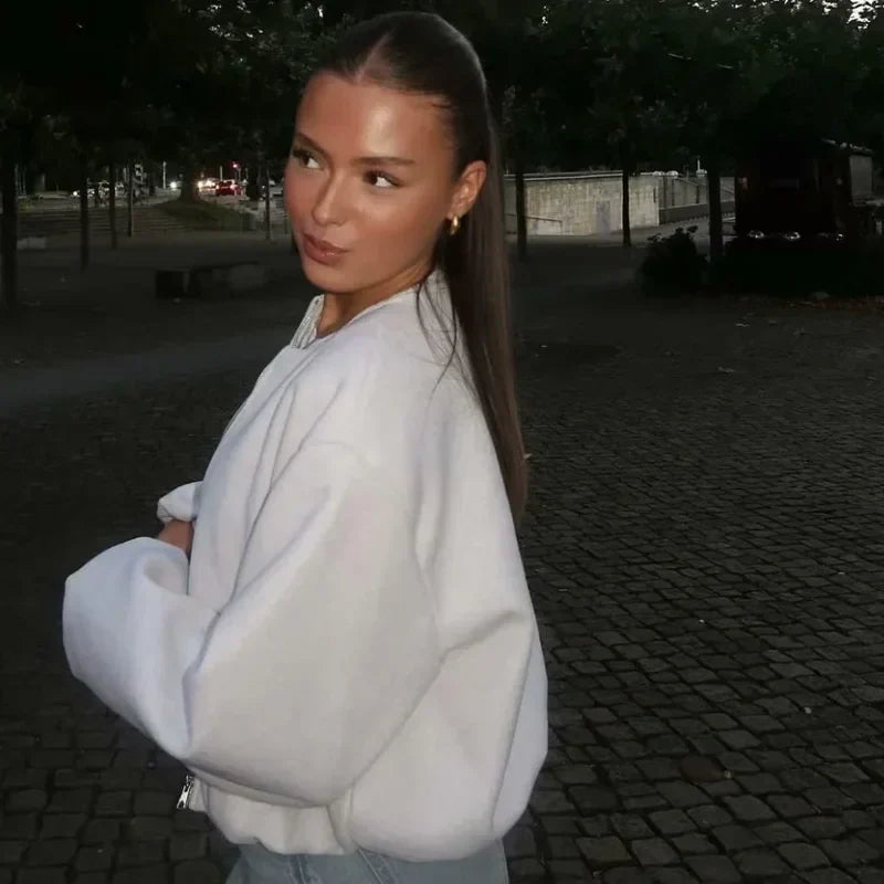 Bomberjacke – Oversized-Jacke mit Reißverschluss für Damen-Boetiek Moda