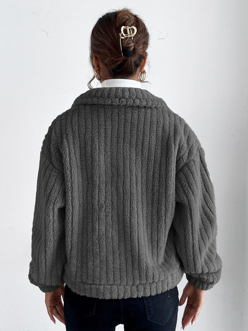 Bontjas | Kort | Button-Up | Fluffy Jas | Damesjassen-Boetiek Moda