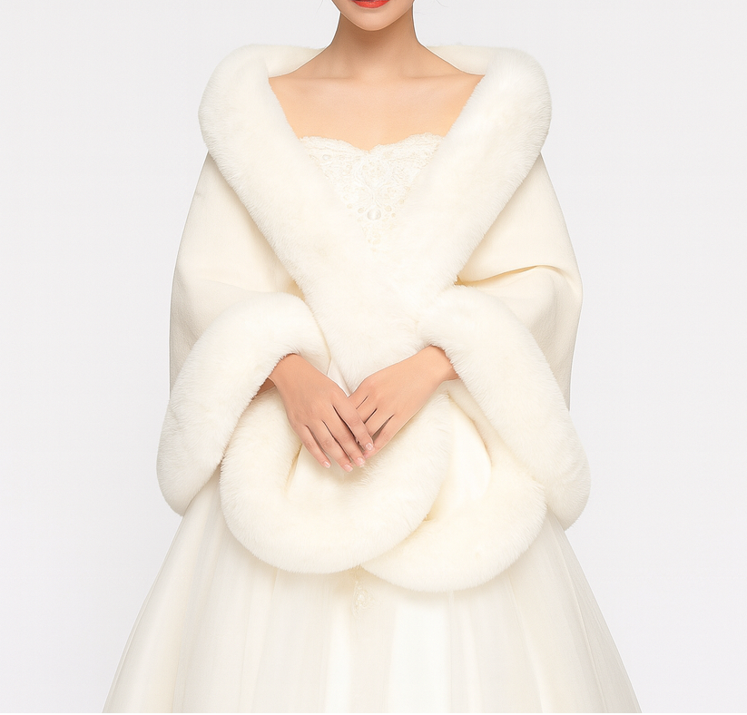 Bontsjaal - Elegante poncho-cape van imitatiebont voor dames voor de winter-Boetiek Moda