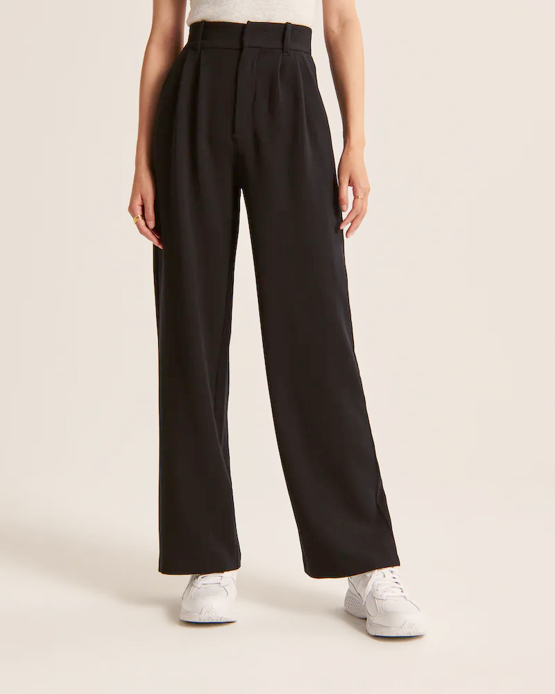 Broek met wijde pijpen - Geplooid - Hoge taille - Broek met wijde pijpen - Damesbroeken-Boetiek Moda