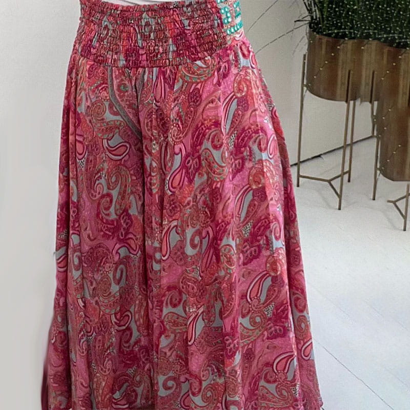 Broek met wijde pijpen | Paisleyprint | Flowy | Boho Broek | Dames Zomerbroek-Boetiek Moda