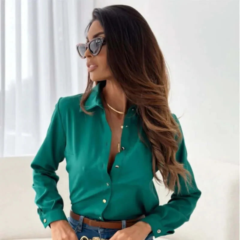 Button-Up Blouse - Elegant overhemd met lange mouwen en knopen-Boetiek Moda