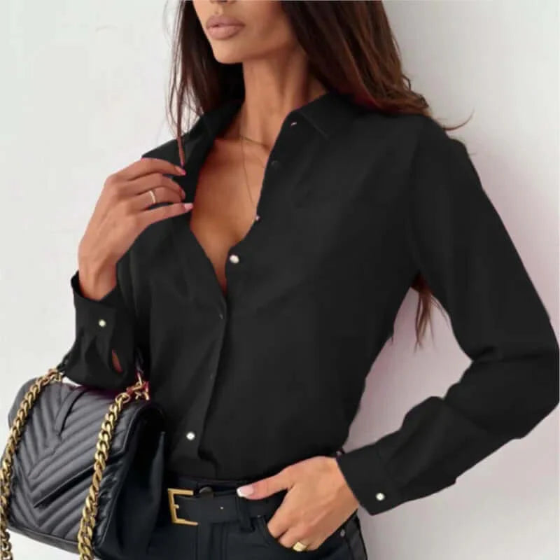 Button-Up Blouse - Elegant overhemd met lange mouwen en knopen-Boetiek Moda