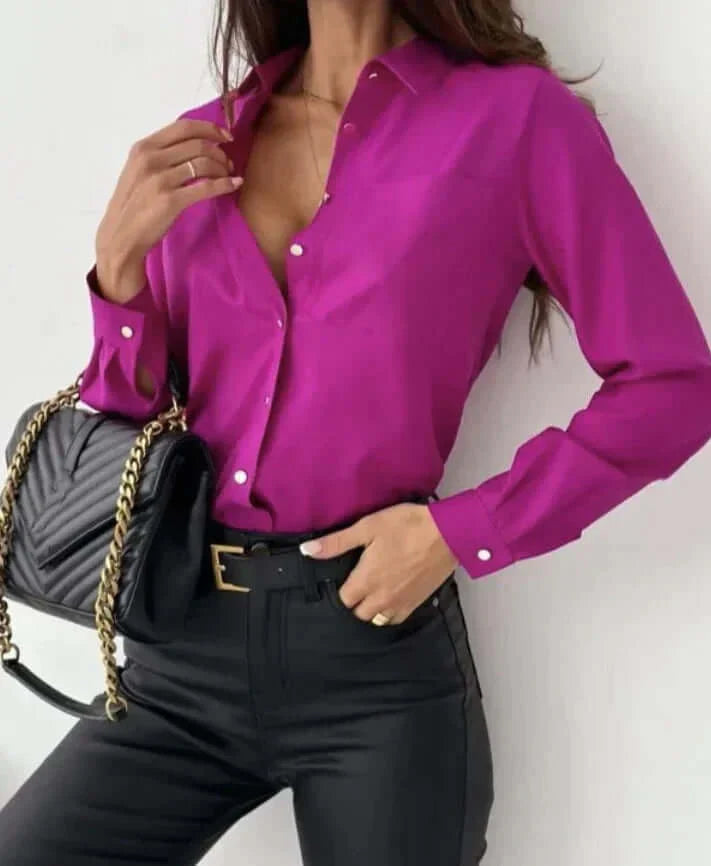 Button-Up Blouse - Elegant overhemd met lange mouwen en knopen-Boetiek Moda