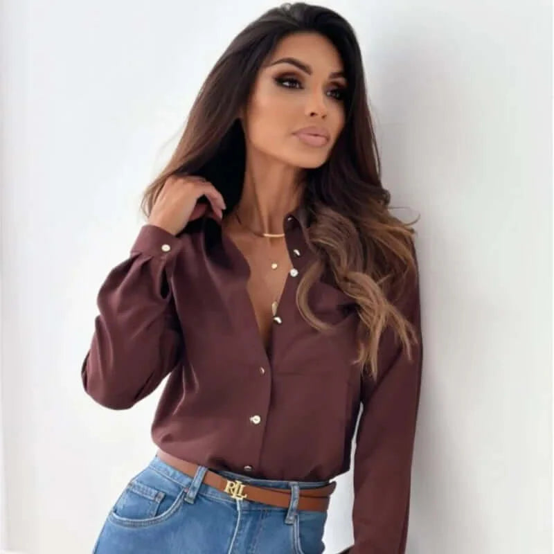 Button-Up Blouse - Elegant overhemd met lange mouwen en knopen-Boetiek Moda