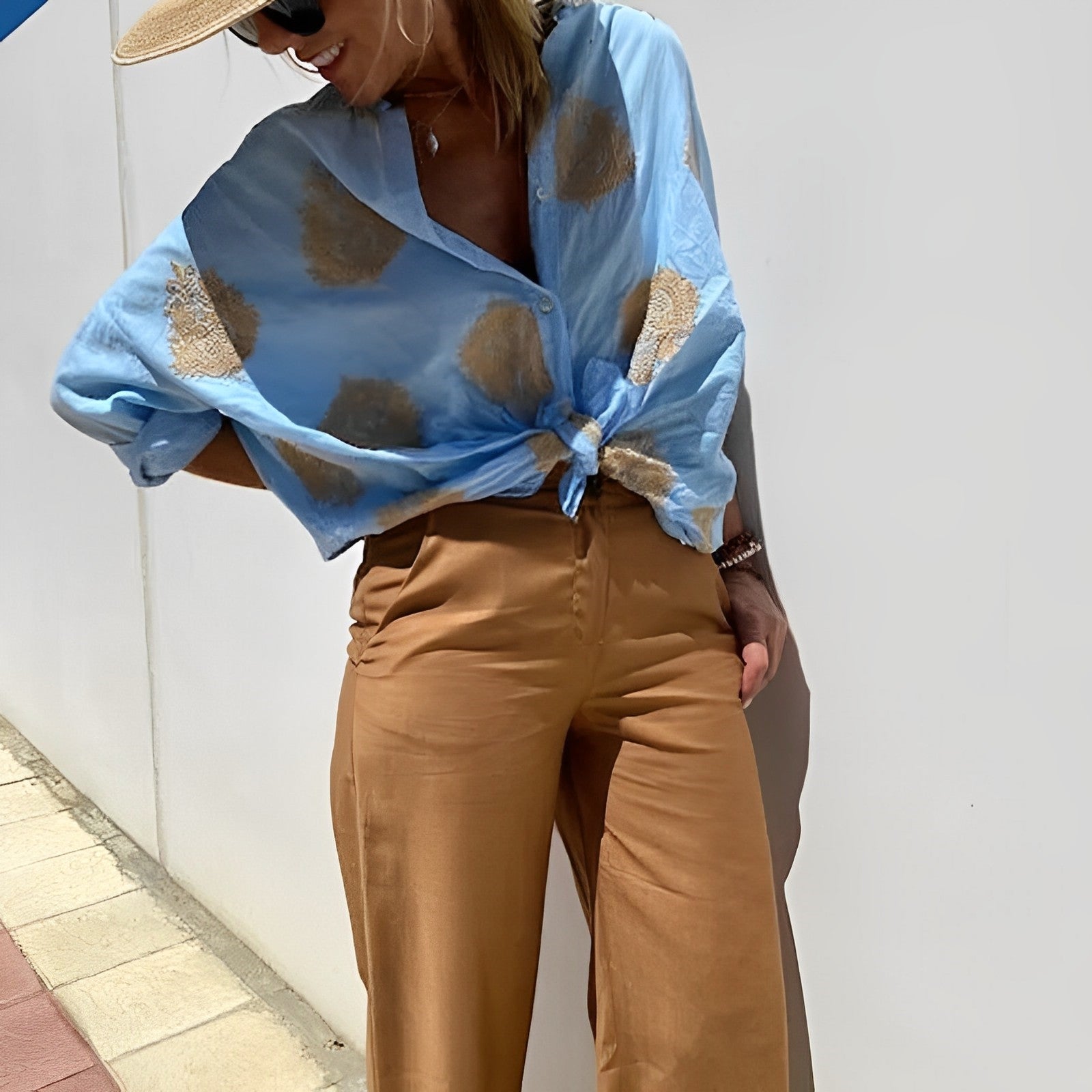 Button-Up Blouse - Oversized - Lange Mouw - Boho Blouse - Zomer Tops voor Vrouwen-Boetiek Moda