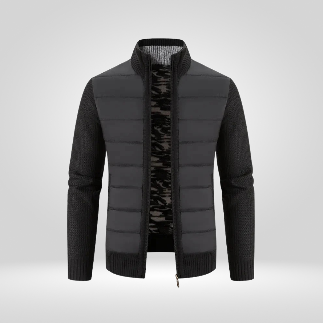 Cardigan Jas - Gezijpte gebreide gewatteerde donsjas voor heren-Boetiek Moda