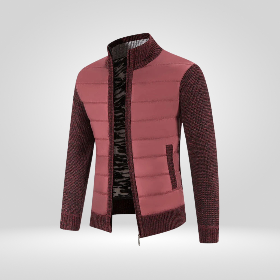 Cardigan Jas - Gezijpte gebreide gewatteerde donsjas voor heren-Boetiek Moda