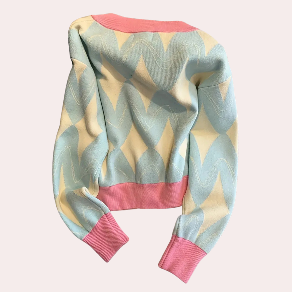 Cardigan met knopen | Kleurrijk | Gebreid | Oversized vest | Damesvest-Boetiek Moda