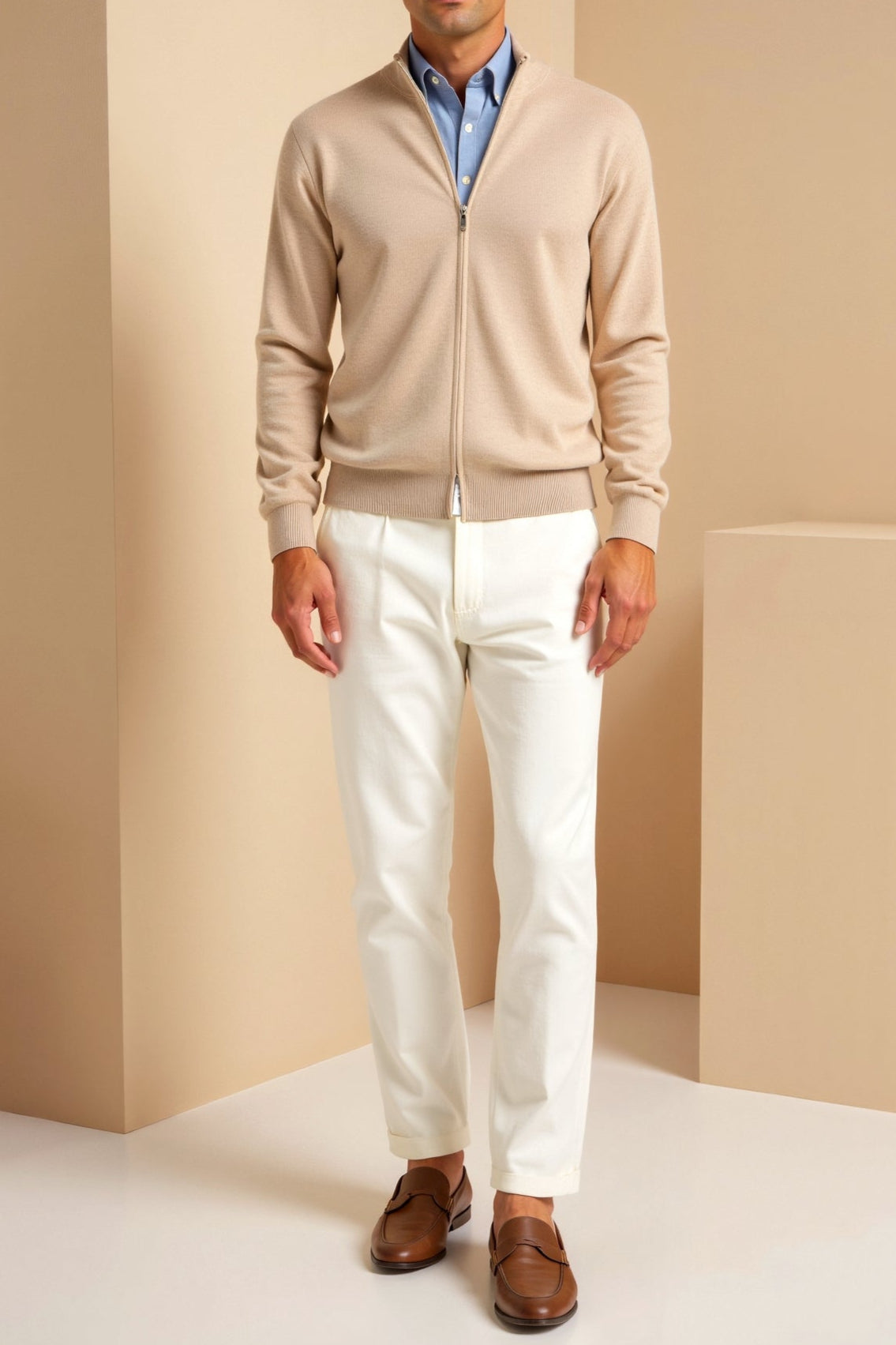 Cardigan met ritssluiting - Heren cardigan met lange mouwen en volledige ritssluiting-Boetiek Moda